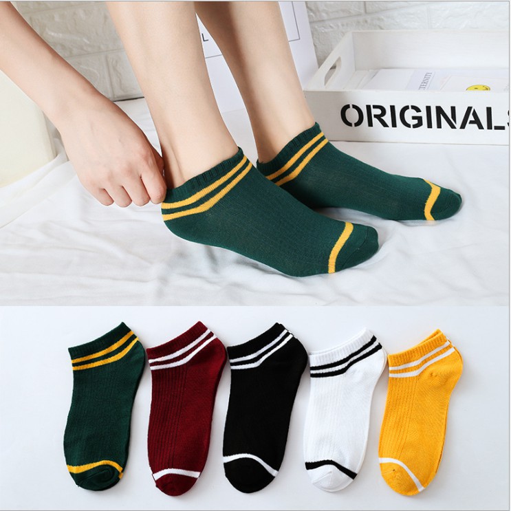 SUXI Vớ cotton cổ thấp phong cách Hàn Quốc ngang mắt cá chân chất lượng cao