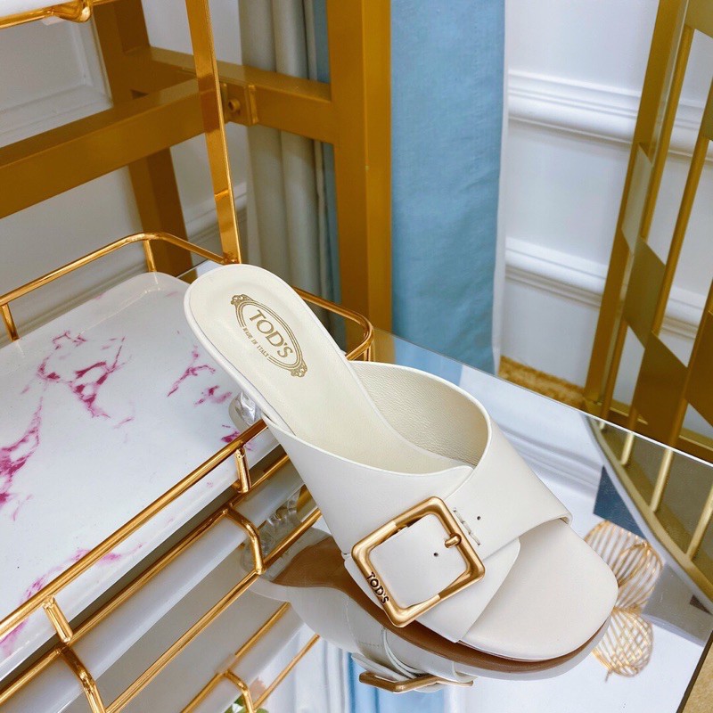 Giày cao gót thời trang nữ TOD’s thiết kế đơn giản, gót trắng trong suốt, chiều cao gót 4.5cm