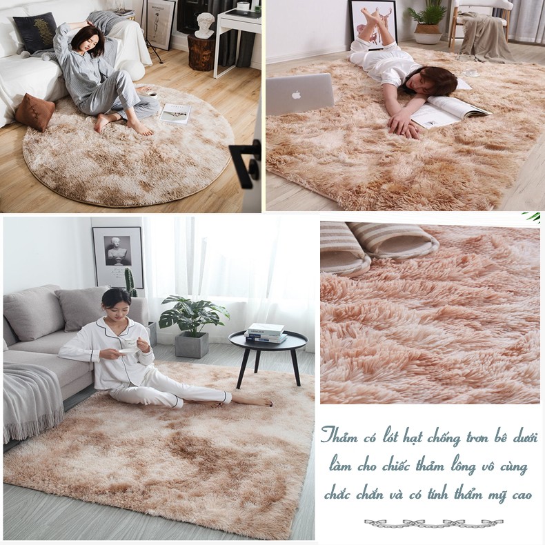 Thảm lông trải sàn HOMIES nhiều size (1m6 x 2m) (Đủ Màu) - Hàng loại 1 có mặt chống trượt lông dài