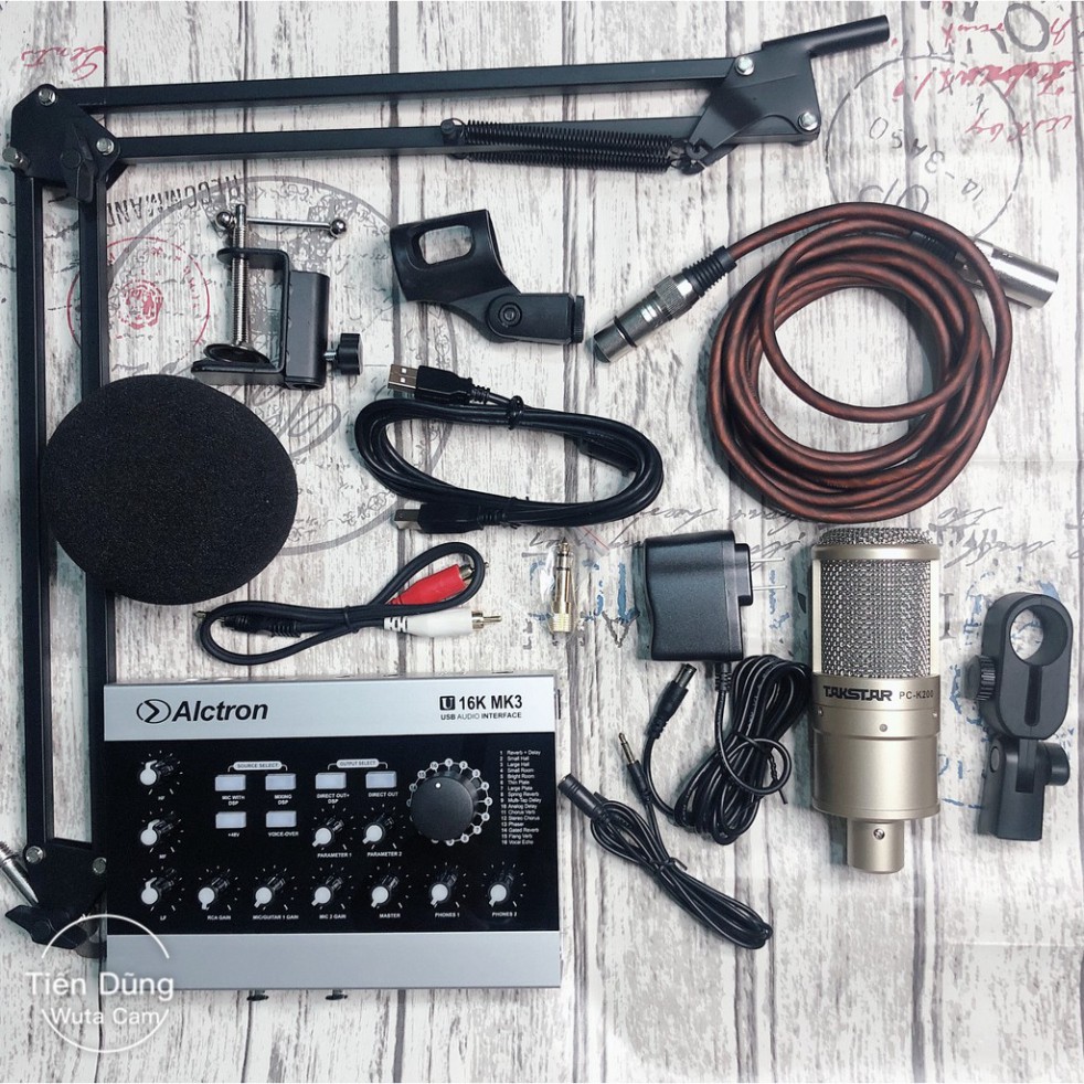 Bộ mic thu âm PC-K200 sound card U16k mk3 chân dây live stream ma2- Sound card ALCTRON U16K MK3 bản nâng cấp U16k mk2 ♥️