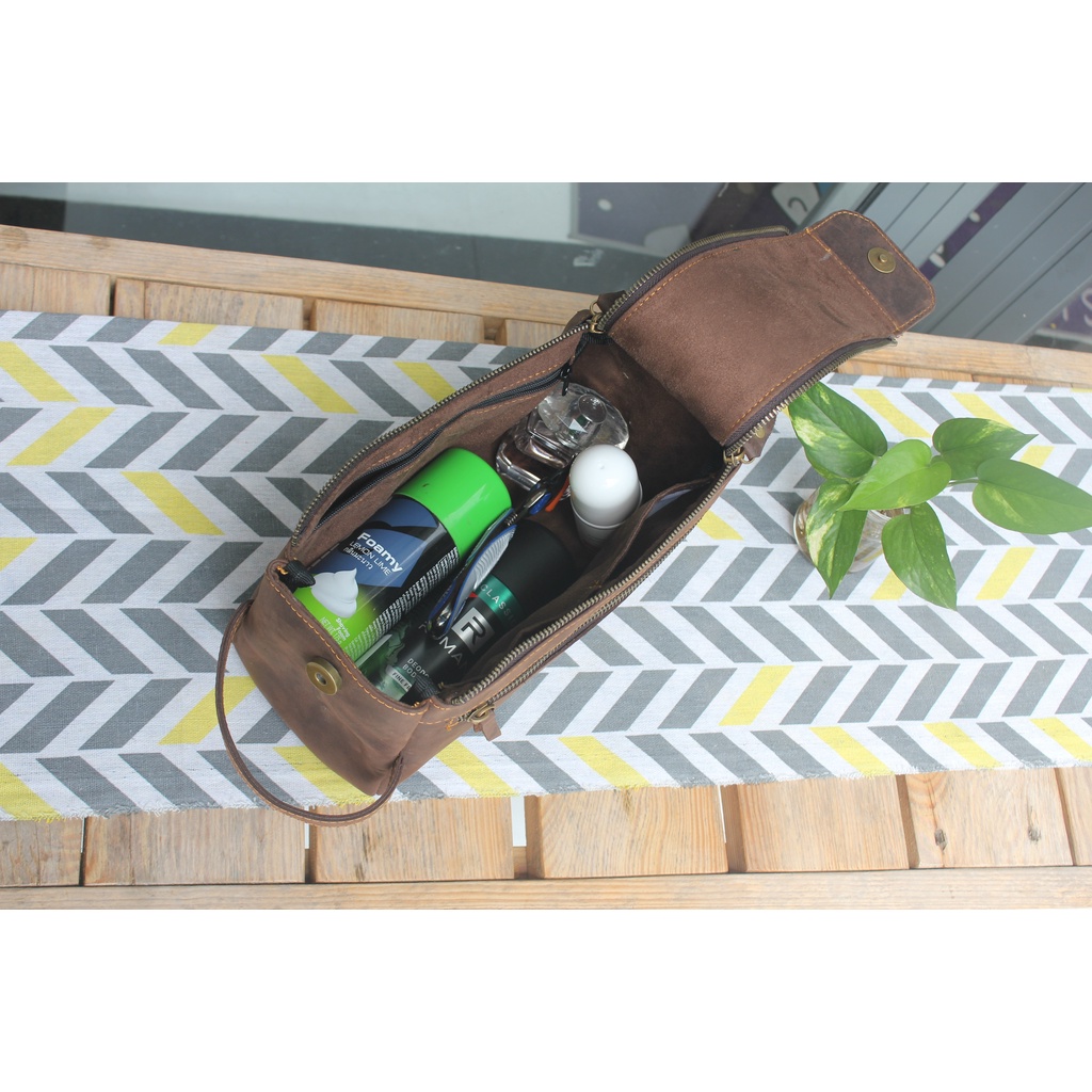 Túi Cá nhân - Túi da bò Sáp - Da Sáp ngựa điên - Thời trang Nam