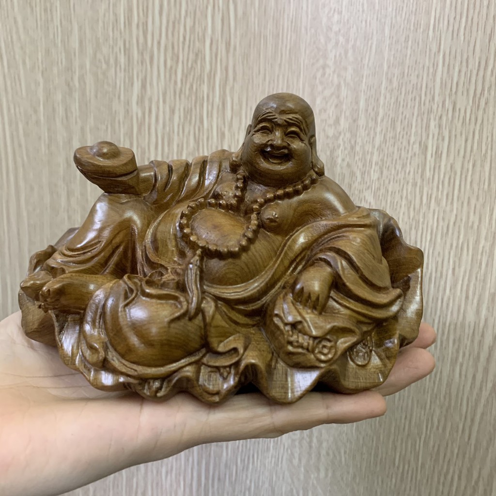 Tượng Phật Di Lặc Ngồi Lá Sen Gỗ Hương, Gỗ Bach Xanh Mang Lại Tài Lộc, Phú Quý