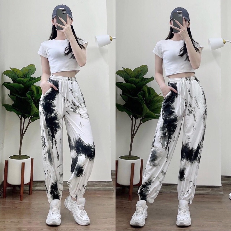 Set Bộ Loang Màu CropTop Body Ảnh Thật