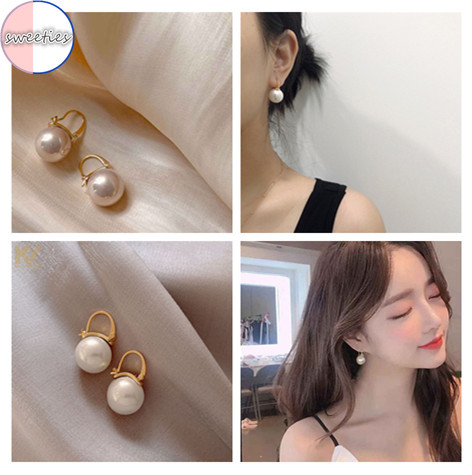 Bông tai dài đính ngọc trai giả phong cách retro