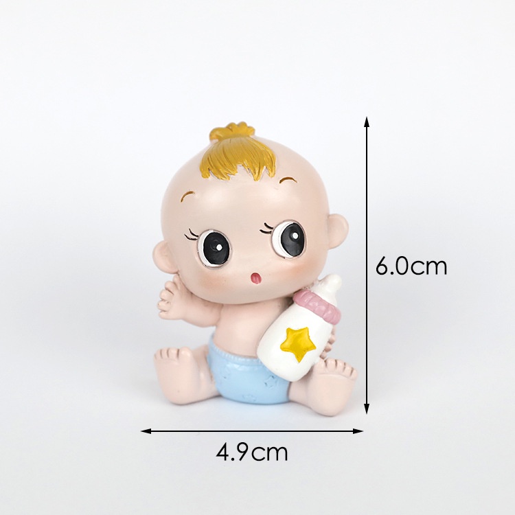 Phụ kiện bánh kem  Cặp đôi em bé bình sữa - Phụ kiện trang trí bánh kem