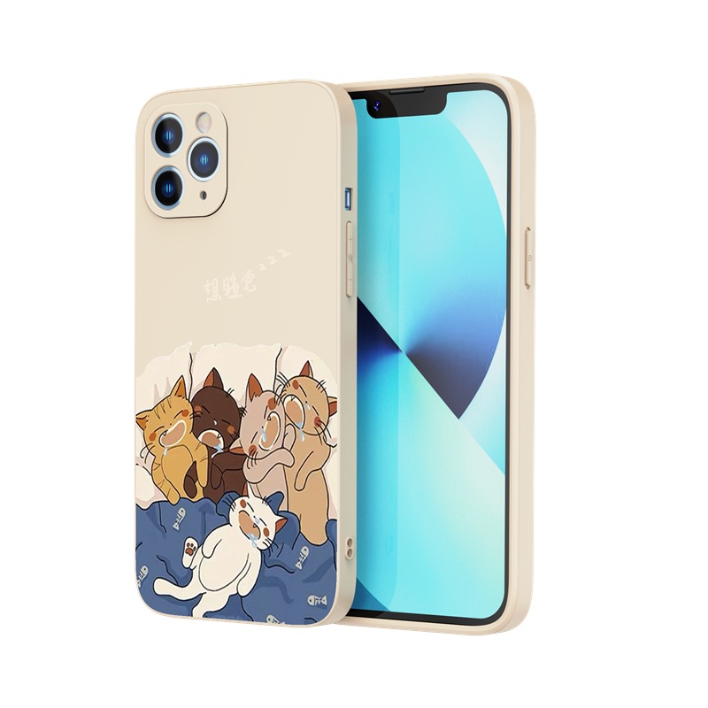 Ốp lưng iphone Ốp điện thoại Suntaiho bằng silicon mềm họa tiết mèo ngủ thích hợp cho iPhone 13 12 11 Mini Pro X XR XS Max 7 8 Plus