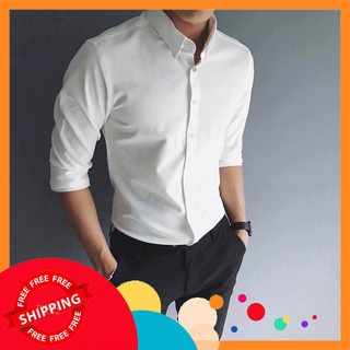 Áo sơ mi nam 👑 dáng hàn 👑 body slimfit cực ngầu SM1209 - Màu trắng | Thời trang nam