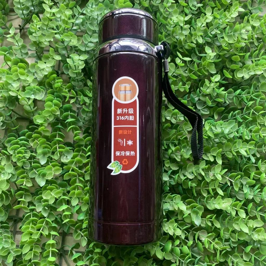 Bình giữ nhiệt 1000ml cao cấp có nắp lọc trà - Bình đựng nước thể thao lõi inox không gỉ có dây sang trọng