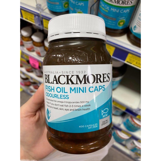 Dầu cá Blackmores Fish Oil Mini Caps 400 viên của Úc- ĐỦ BILL CHEMIST