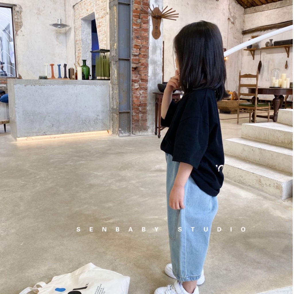 Quần Jean Dài Dáng Rộng Thoáng Khí Phong Cách Hàn Quốc Thời Trang Mùa Hè Cho Bé Gái 0813