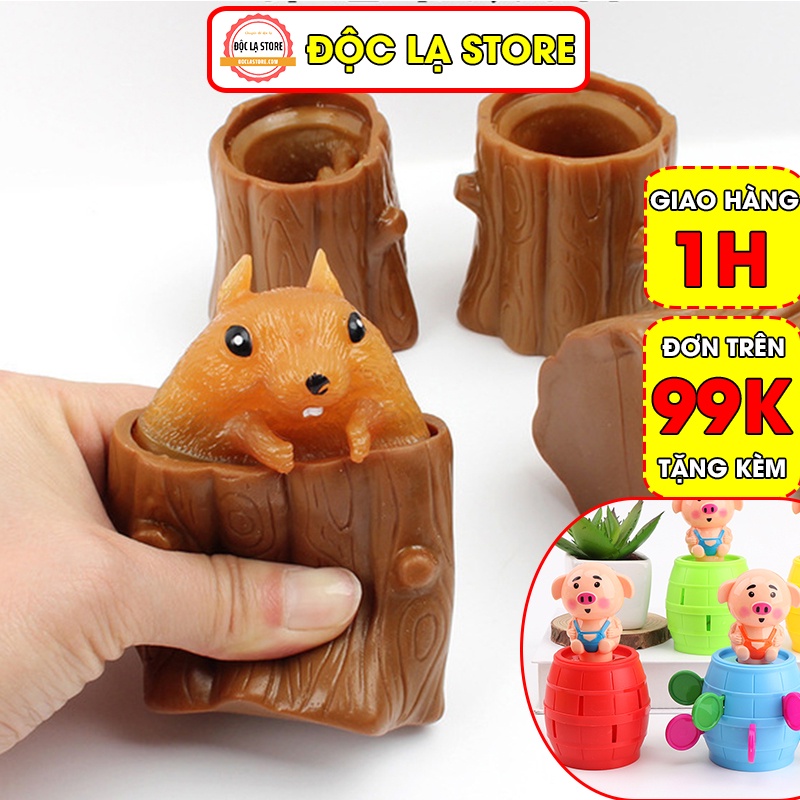 Đồ chơi giảm stress sóc trốn gốc cây - Đồ chơi xả stress, giảm căng thẳng hiệu quả