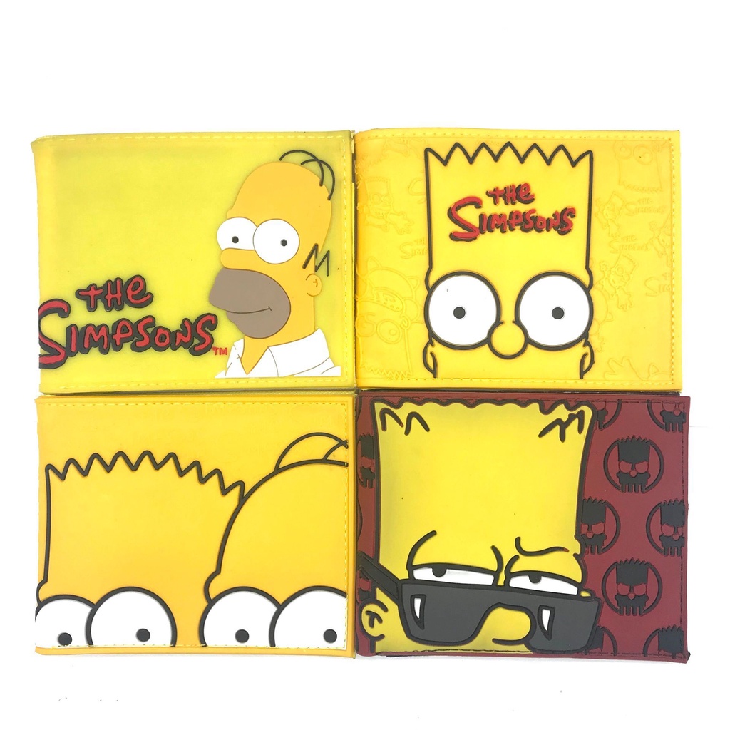 Ví Da PU Dáng Ngắn In Hình Simpsons Hoạt Hình Giản Dị Cho Học Sinh Nam Nữ