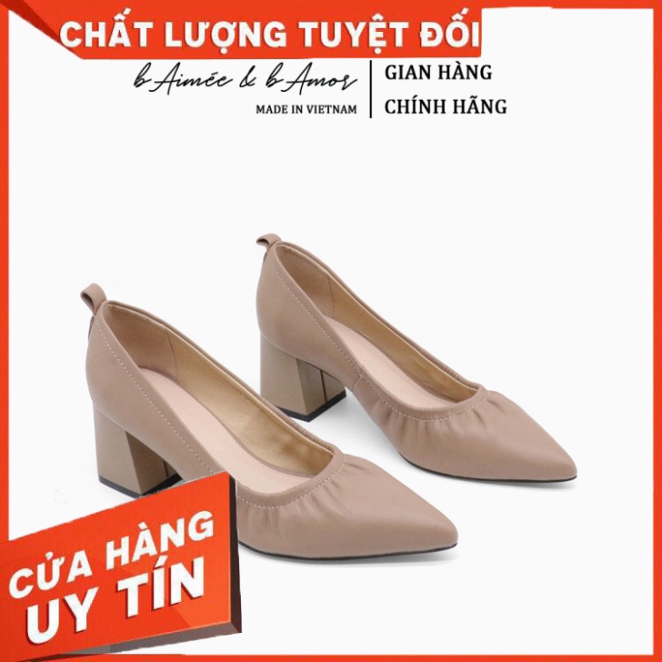 Giày Cao Gót Nữ bAimée & bAmor Đế Vuông Cao 5 Phân Màu Đen Trắng 1642 - Hàng nhập khẩu