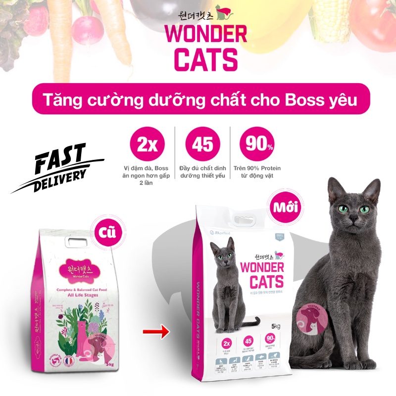 [5kg]THỨC ĂN HẠT CHO MÈO WONDER CATS NHẬP KHẨU HÀN QUỐC - ( thức ăn khô,thức ăn hạt, cám mèo)