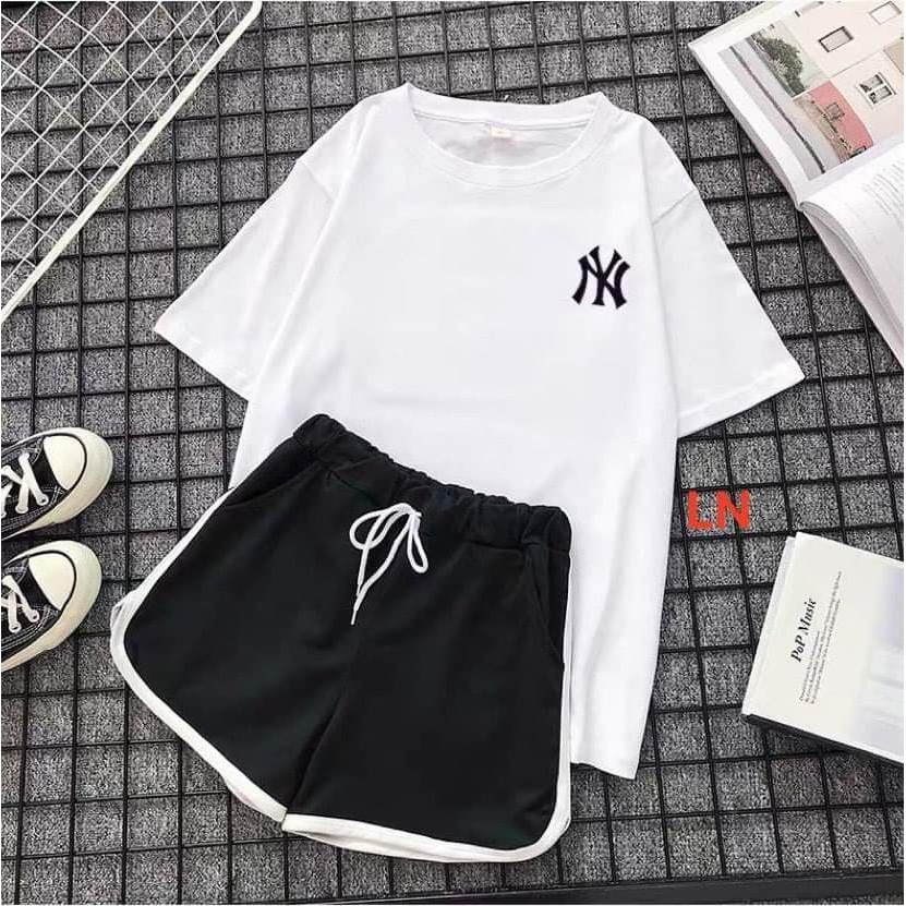 Set áo phông NY và quần đùi viền