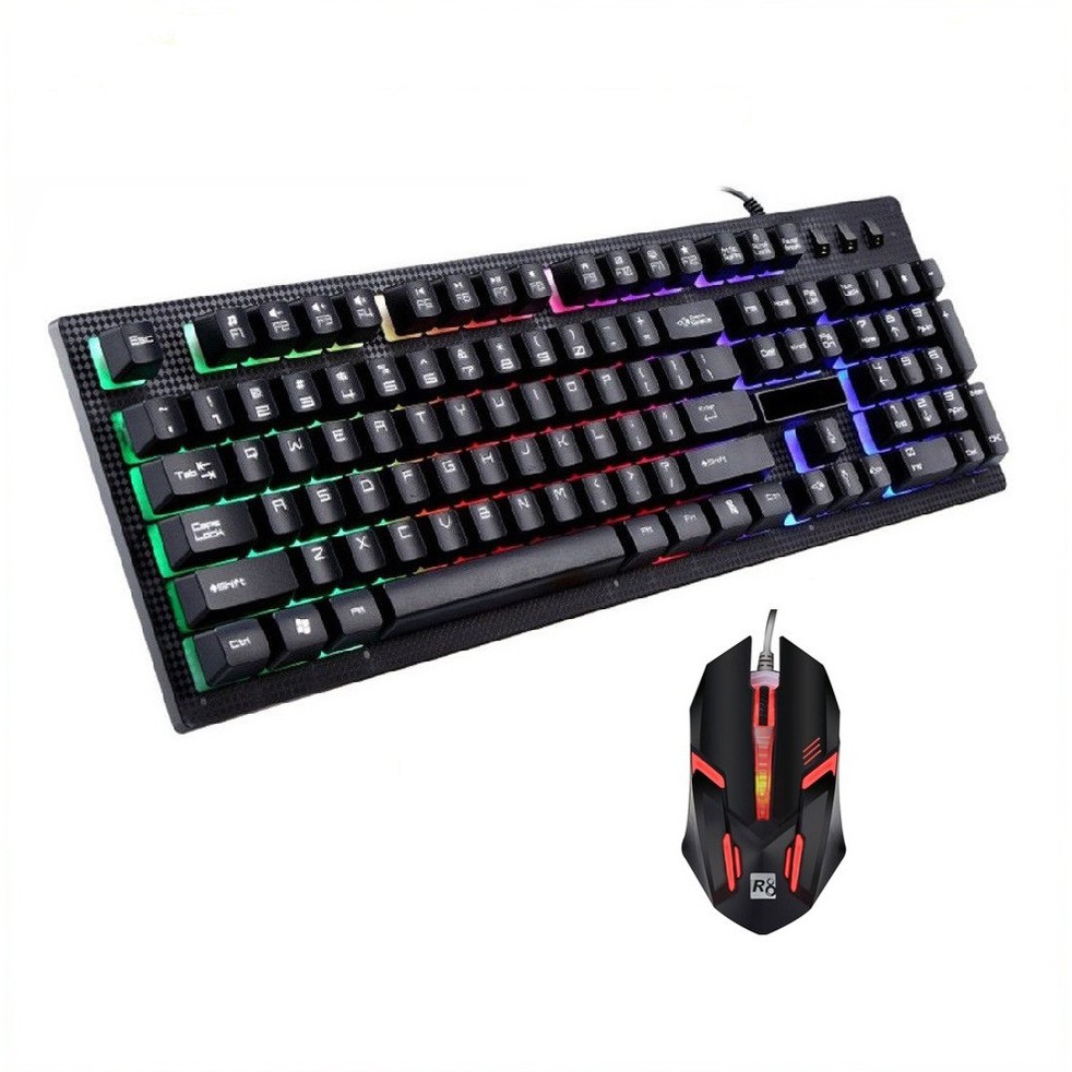 COMBO BÀN PHÍM G20 VÀ CHUỘT R8 1602 CHUYÊN GAME LED 7 MÀU