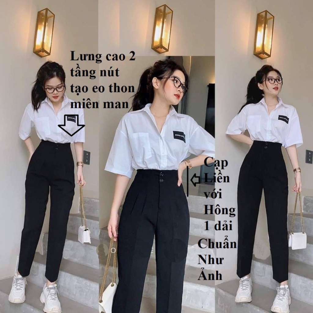 Quần Tây Học Sinh Bigsize Bảo Linh 2 Tầng Khuy, Quần Baggy Cạp Liền 2 Khuy Lưng Cao