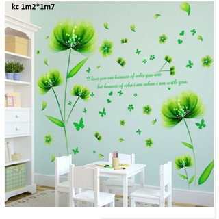 decal dán tường hoa xanh