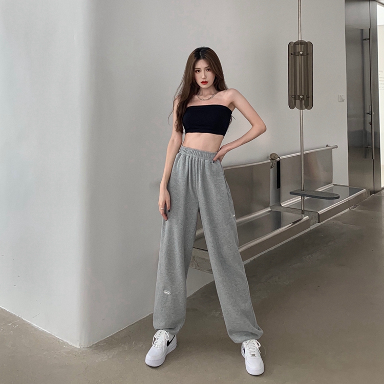 Quần Thể Thao Nữ Dài Dáng Rộng Màu Trơn Thời Trang Thu Đông