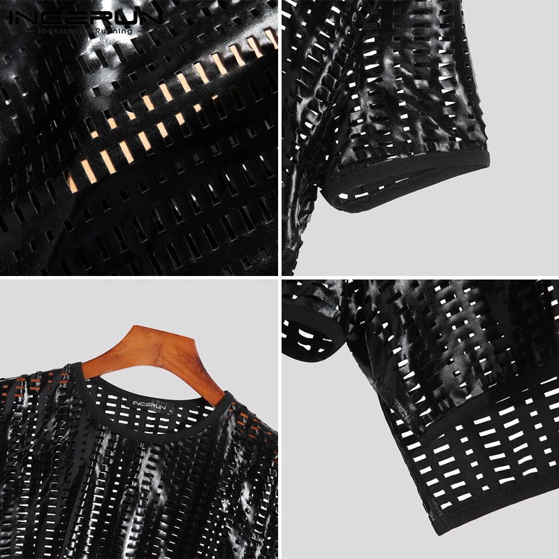 Áo nam INCERUN tay ngắn thiết kế thời trang độc đáo