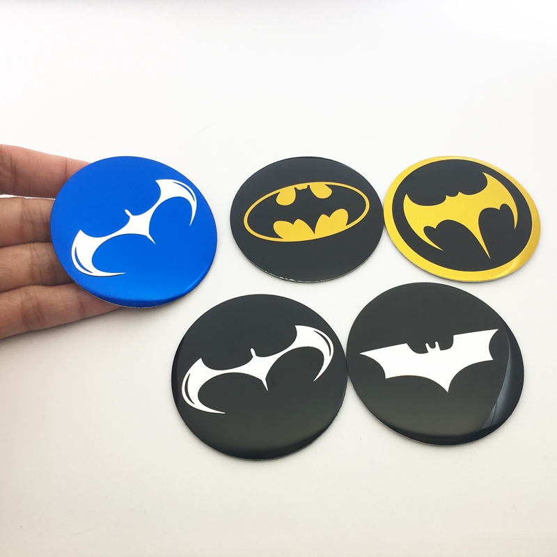 Set 4 miếng dán logo xe hơi 3D cỡ 56mm bằng nhôm trang trí trục bánh xe