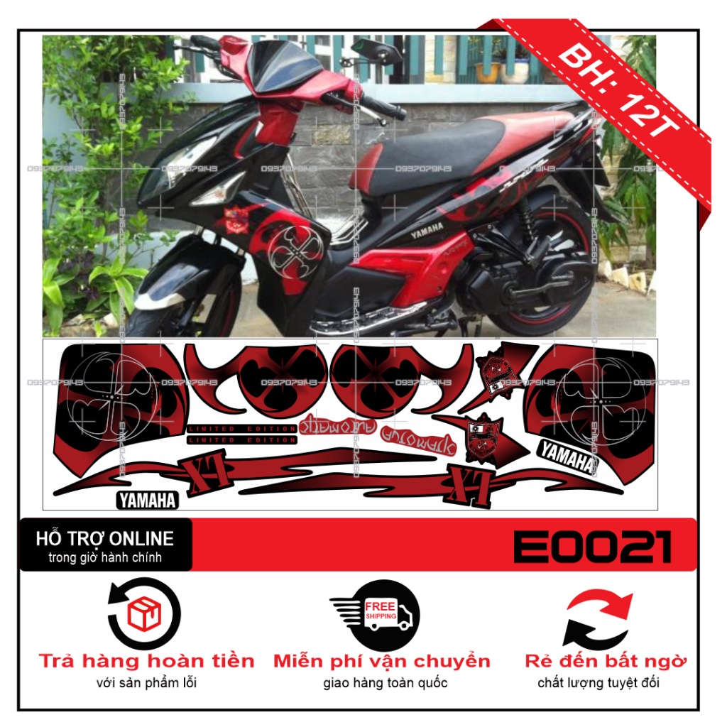 TEM XE NOUVO LX LỐC XOÁY ĐỎ ĐEN -- SHIN DECAL 2