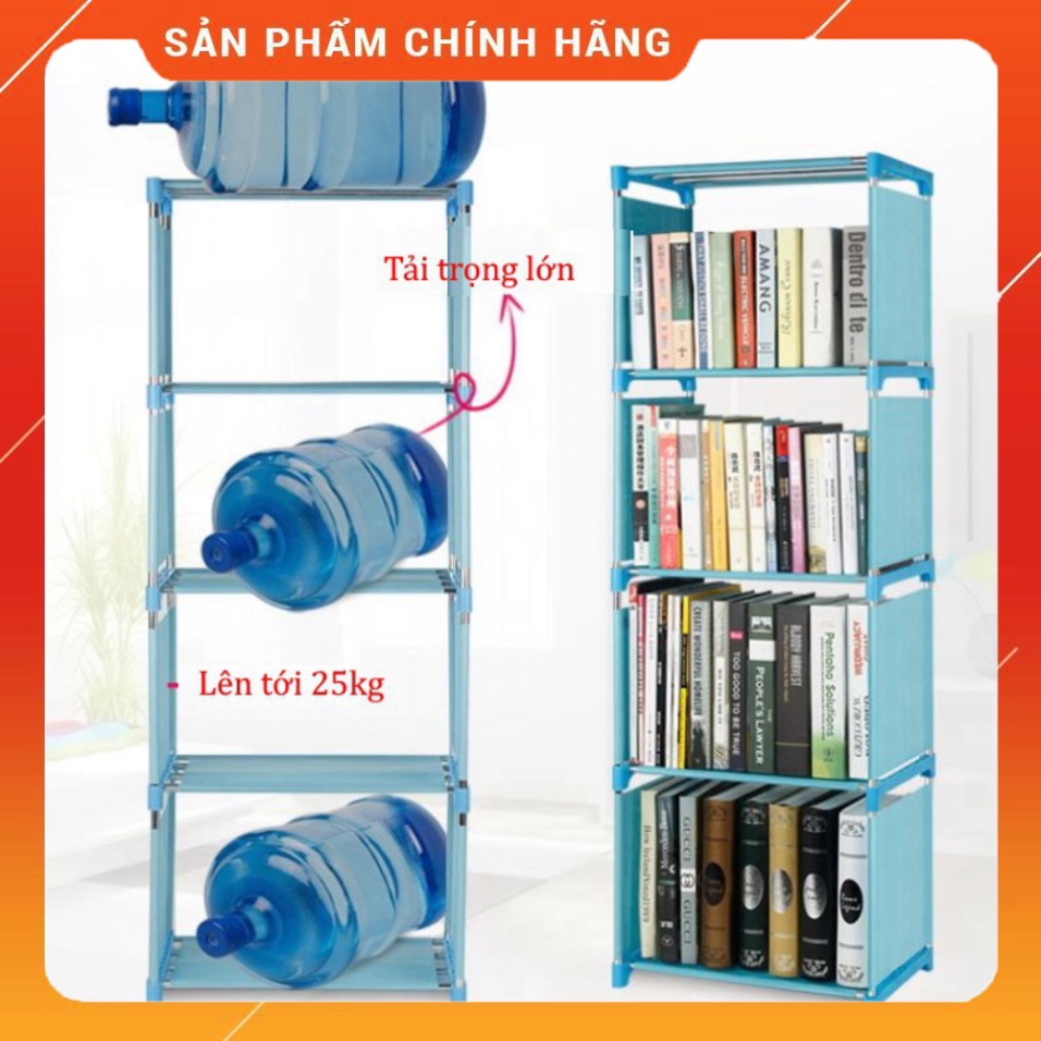 Tủ Vải Đựng Sách, Kệ Sách 4 Tầng Lắp Ghép, Tủ Vải Khung Sắt Đựng Đồ Đa Năng Tiện Lợi - Gia Dụng Tân Thanh