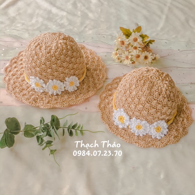 MŨ ĐÔI MÓC HANDMADE HOA CÚC CHO MẸ VÀ BÉ