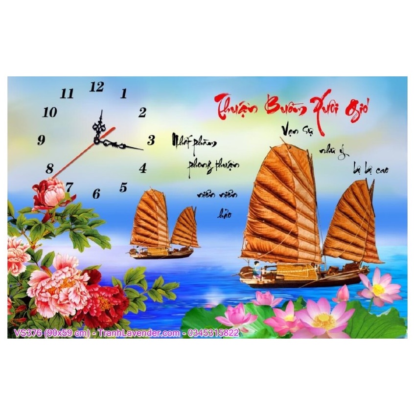 Tranh Đính Đá THUẬN BUỒM XUÔI GIÓ (ĐÁ AB CAO CẤP). Kích Thước: 90cm x 59cm