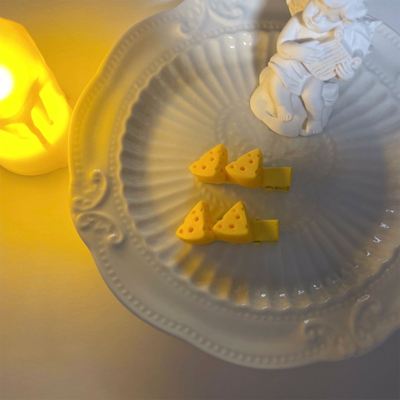 Set 10 Kẹp Tóc Hình Phô Mai Bằng Kim Loại Màu Vàng Thời Trang Cho Nữ