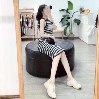 Đầm body midi đũa sọc