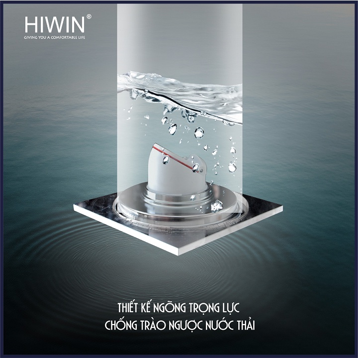 Phễu thoát sàn ngăn mùi hôi thoát nước nhanh đồng mạ crom kích thước 100x100mm HIWIN FD-1451