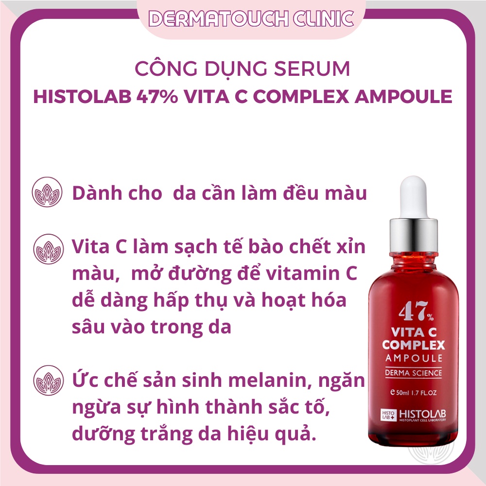 Serum Vita C Complex Ampoule 47% Histolab Dưỡng trắng da, mờ thâm