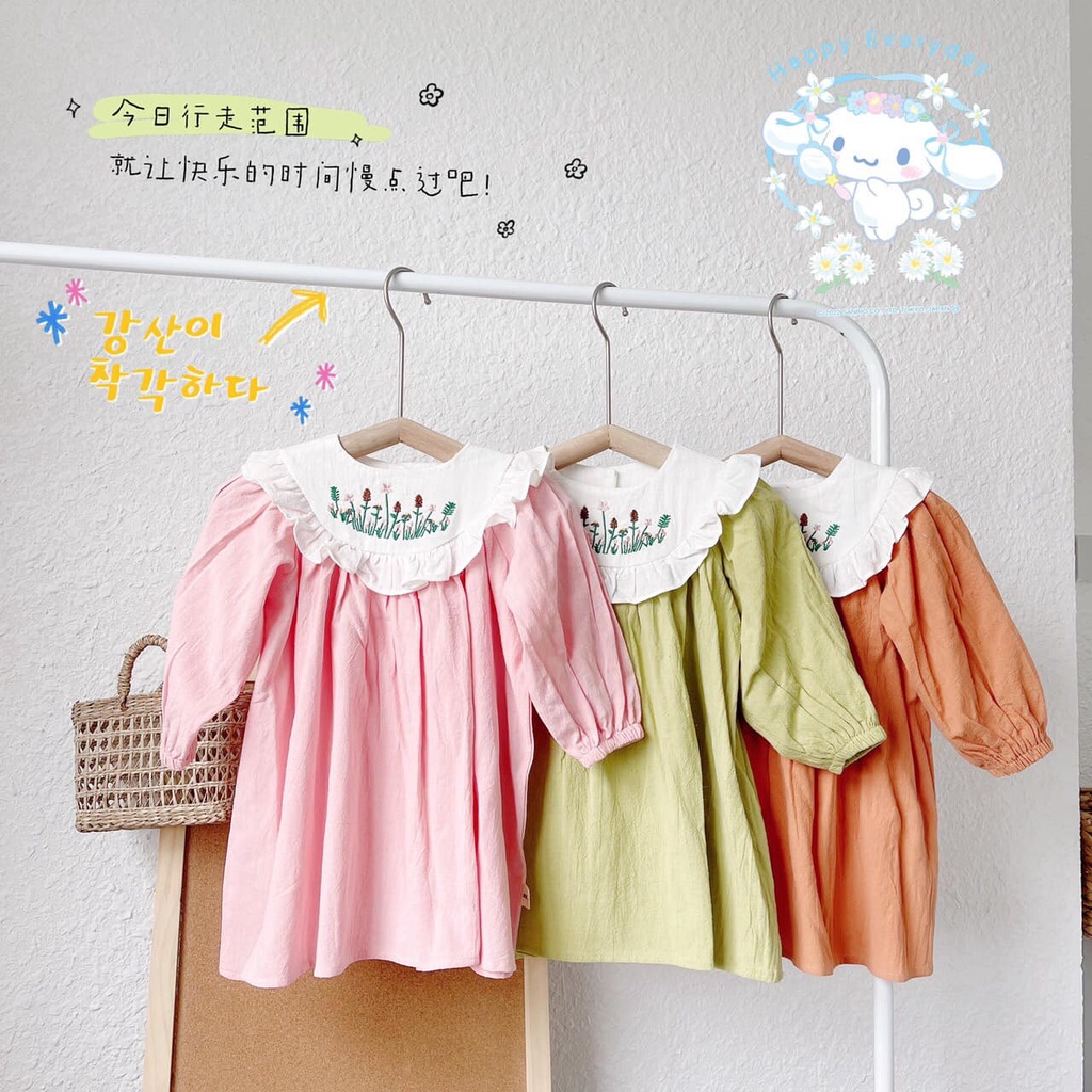 Váy dài tay thô hàn Mozi cho bé