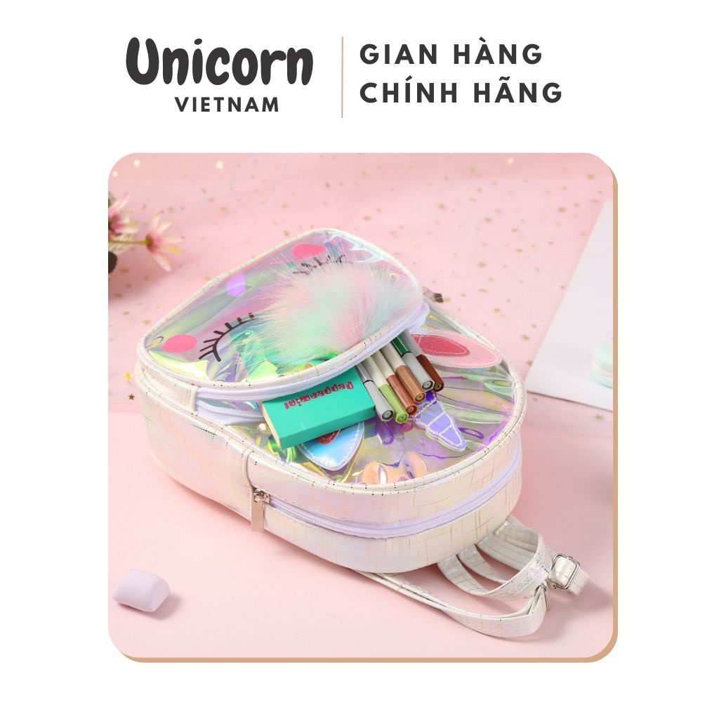 Balo túi nữ đi học giá rẻ da bóng kỳ lân cute dễ thương Unicorn Vietnam