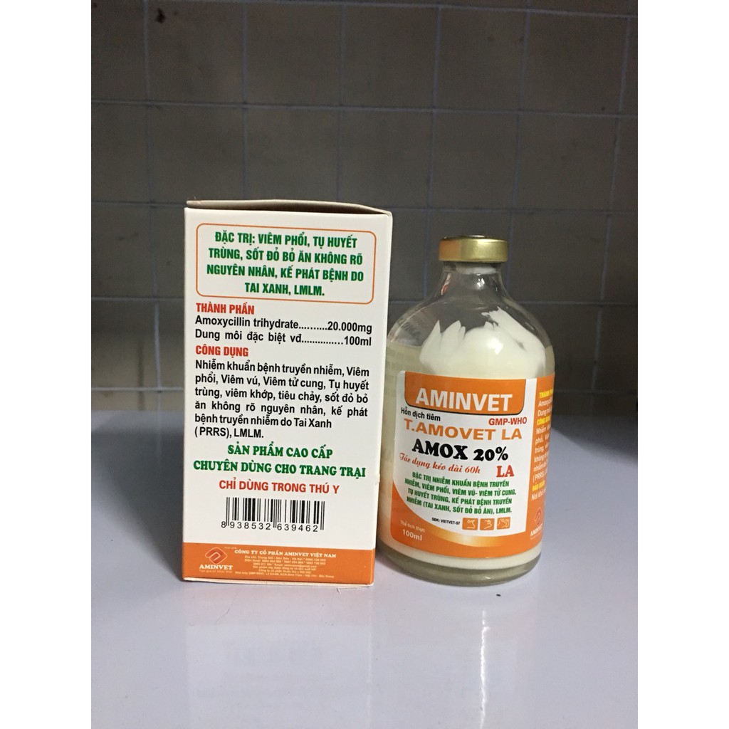 Amox20%/ amox 20% aminvet  chỉ dùng trong thú y