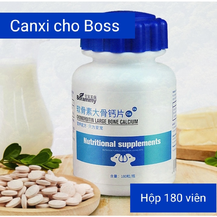 Bộ 4 hộp Vitamin tổng hợp, Canxi, Men tiêu hóa và Dưỡng Lông Chính Hãng Borammy