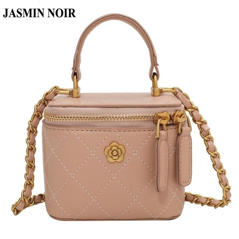 Túi xách JASMIN NOIR dạng hộp phối dây xích màu sắc tương phản thời trang cho nữ