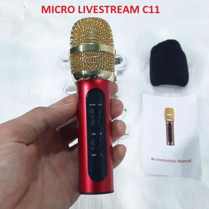 [𝑩𝒂̉𝒏 𝑵𝒂̂𝒏𝒈 𝑪𝒂̂́𝒑] Mic Thu âm C11 livestream cao cấp tặng kèm tai phone - Hàng Xịn Không Lỗi