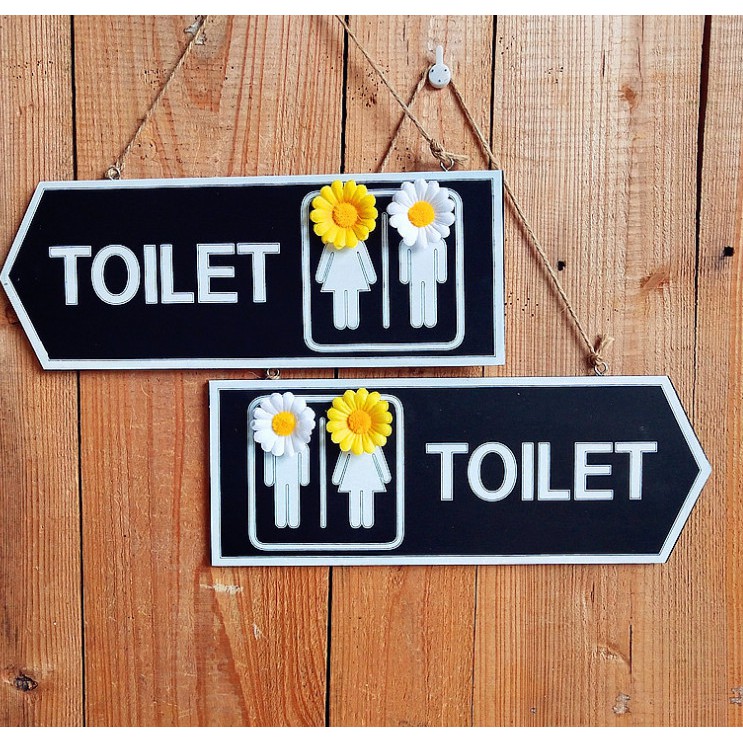 Bảng treo toilet mũi tên in hai mặt