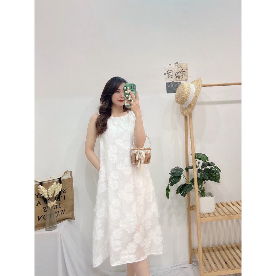 ĐẦM THIẾT KẾ SÁT NÁCH ĐI BIỂN CỰC SANG CHẢNH-Hình shop chụp thật