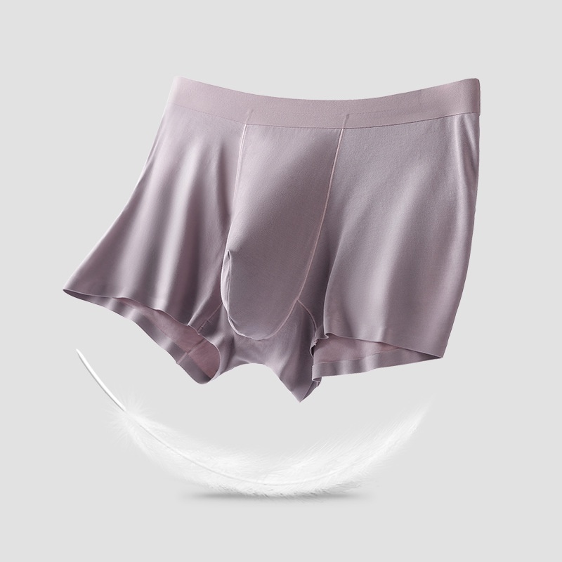 Quần lót boxer modal co giãn không đường may thoáng khí kháng khuẩn màu trơn size lớn dành cho nam