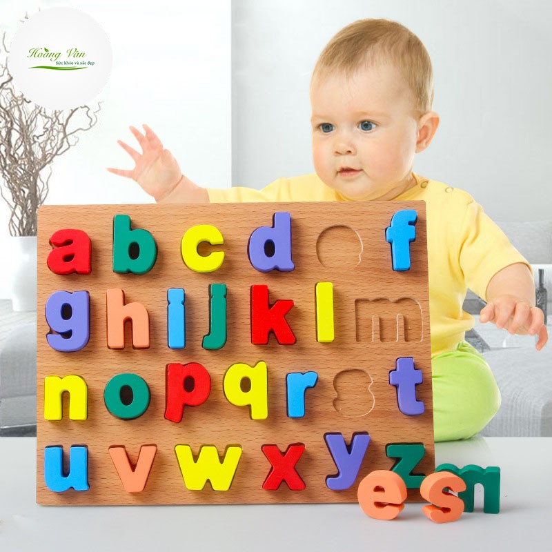 Bảng chữ cái Tiếng Anh - Chữ nổi làm bằng gỗ tự nhiên
