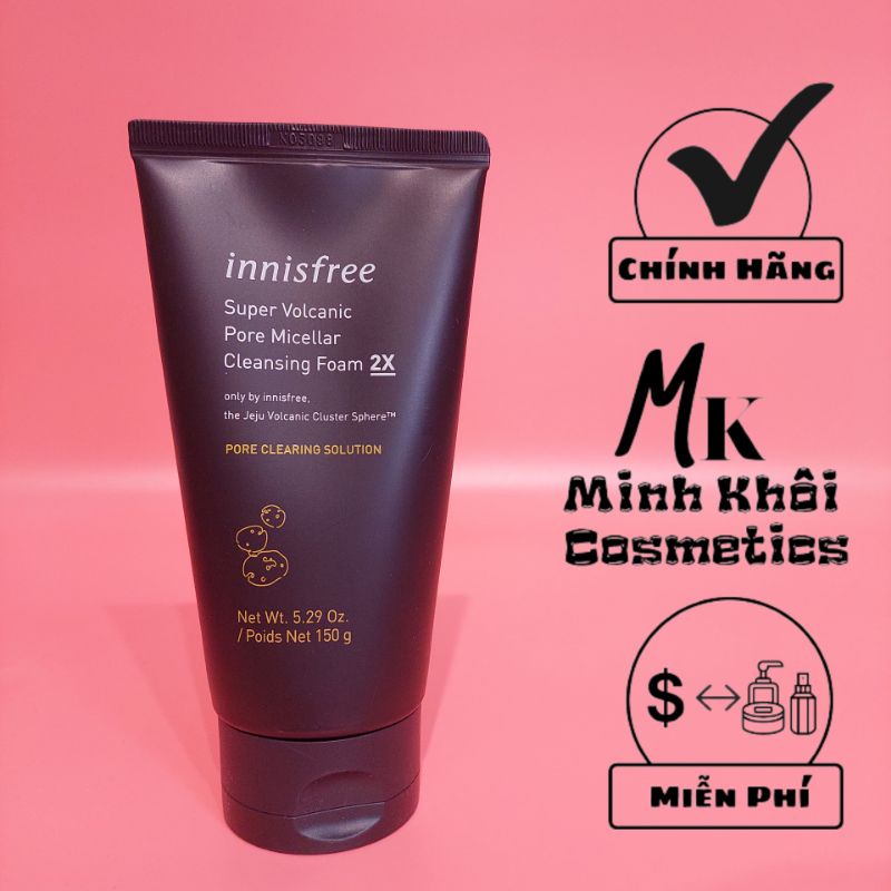 Sữa Rửa Mặt Innisfree Tro Núi Lửa Super Volcanic Pore Micellar Cleansing Foam 2X (Chính Hãng) | BigBuy360 - bigbuy360.vn