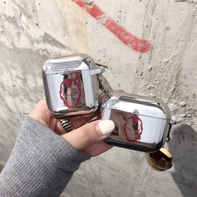Vỏ bảo vệ hộp sạc tai nghe AirPods Pro/ 1/ 2/ 3 hình Iron Man mạ điện độc đáo