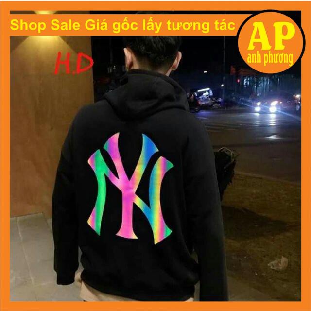 Áo hoodie N y phản quang 7 màu Gd unisex