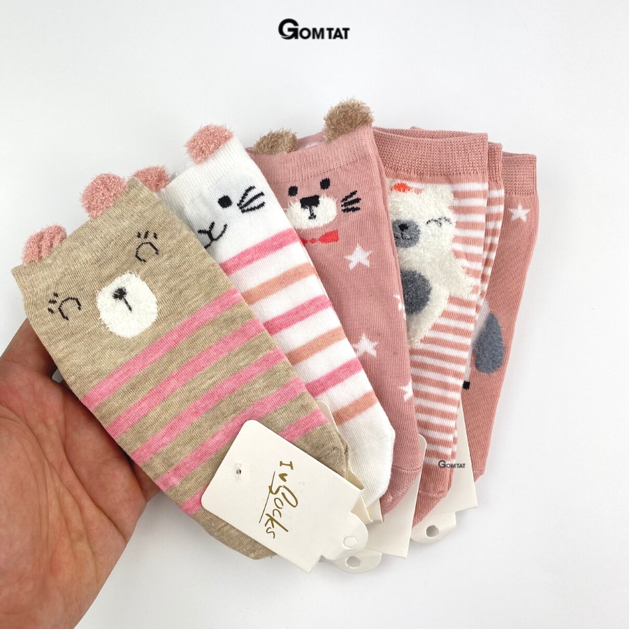 Set 5 đôi tất vớ nữ cổ ngắn GOMTAT tai gấu dễ thương nhiều màu phong cách Hàn Quốc - LISU-TAIGAU-02