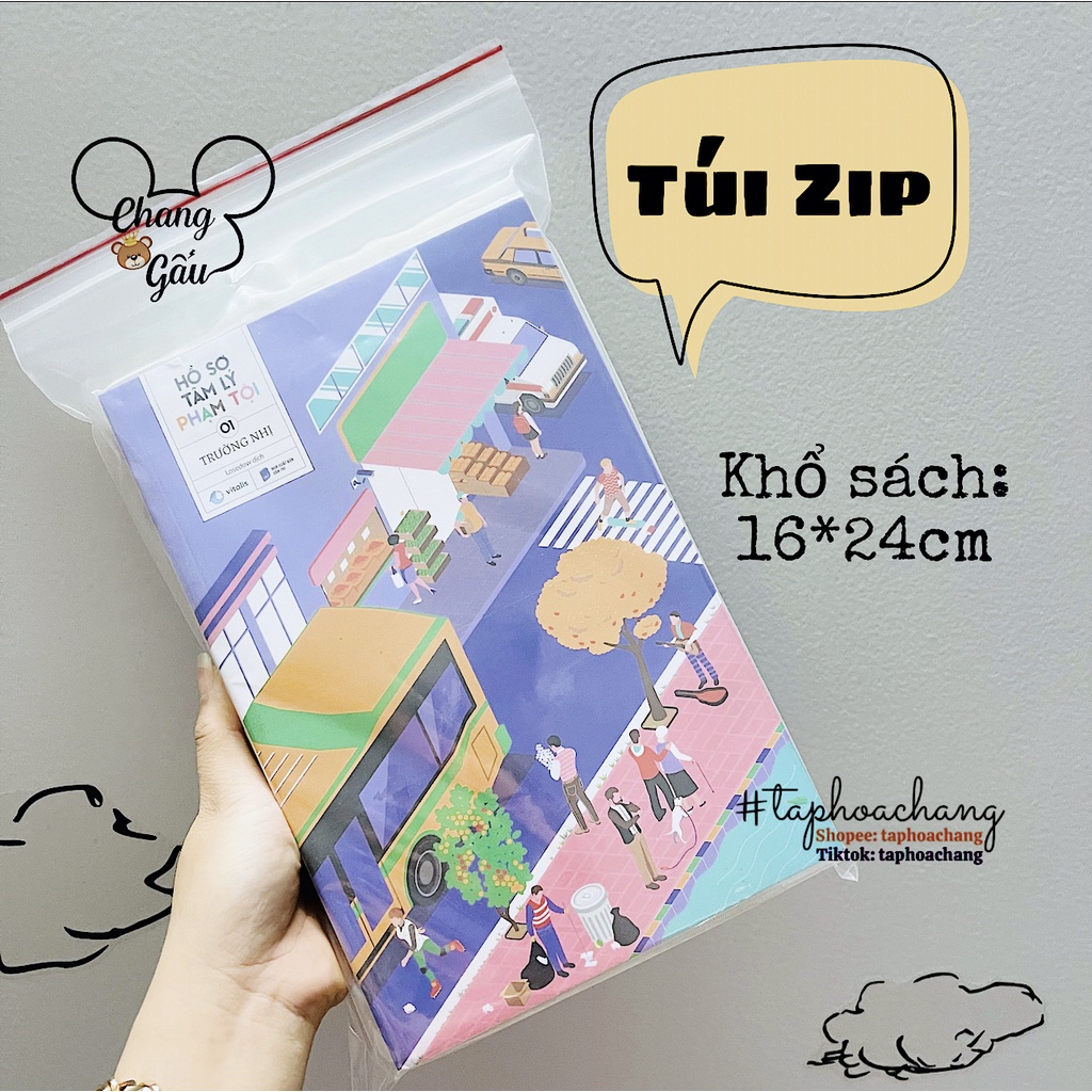 Túi Zip đựng sách tiểu thuyết truyện tranh Size 16*24cm - Túi zip bọc sách