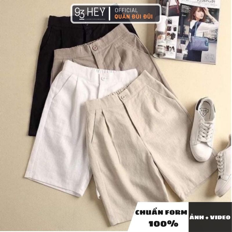 Quần Short Đùi Nữ Chất Đũi Ống Rộng Dáng Lửng Khóa Thật Xuất Nhật 93HEY QĐ01