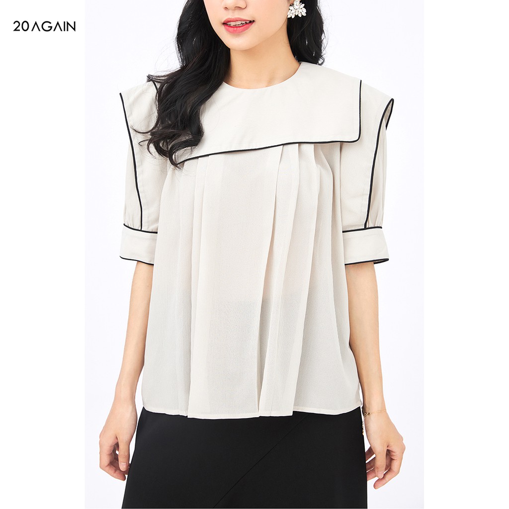 Áo sơ mi viền vai phối 20Again ASA1138 cô thủy thủ vô cùng đáng yêu | BigBuy360 - bigbuy360.vn